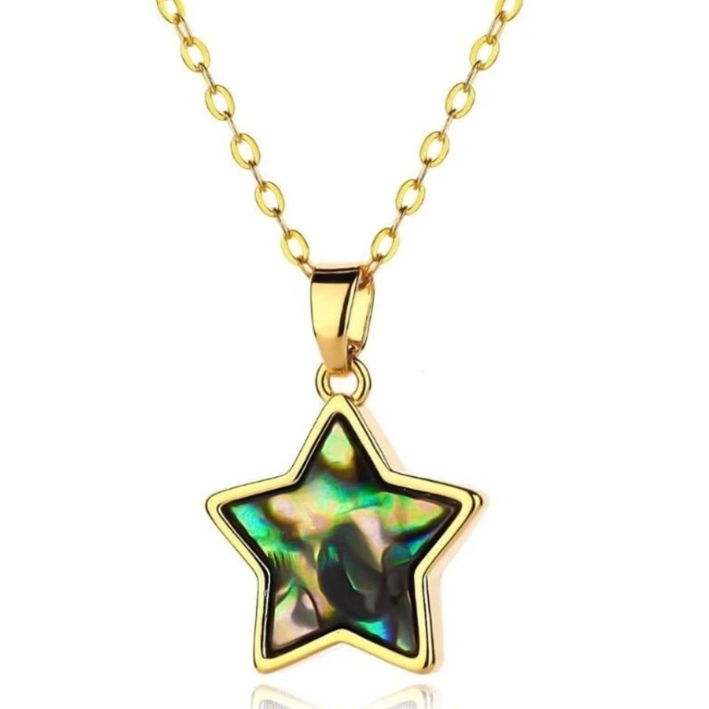 Sterling Silver Mother Of Pearl Star Pendant Necklace